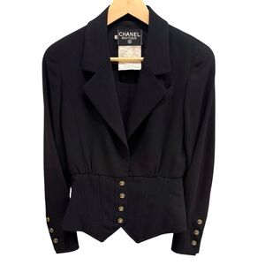 Vintage Chanel Boutique Black Jacket Blazer CC Buttons 1994 Made in France